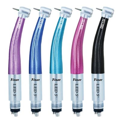 วัสดุโลหะ Handpiece กังหันลมความเร็วสูง 2 รู 4 รูพร้อมไฟ LED 5 ดวง