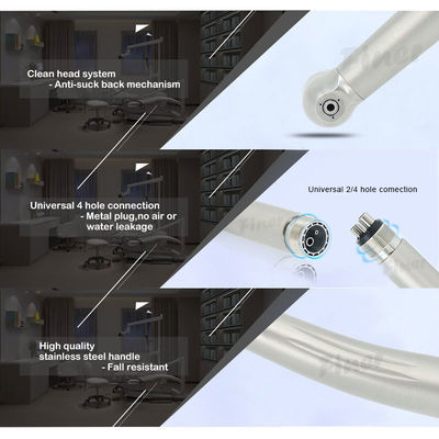 Handpiece ทันตกรรมความเร็วสูงสแตนเลสพร้อมการป้องกันเสียงรบกวนด้านหลังน้อยกว่า 60db