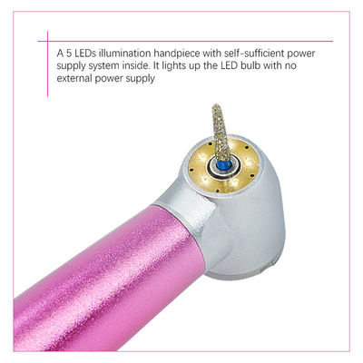5 Handpiece ทันตกรรมสเปรย์น้ำความเร็วสูงพร้อมแบริ่งเซรามิกไฟ LED ห้าดวง