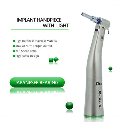 Handpiece ทันตกรรมรากเทียมที่ถอดออกได้ 20-1 ความเร็วลดมุมตัดใยแก้วนำแสง