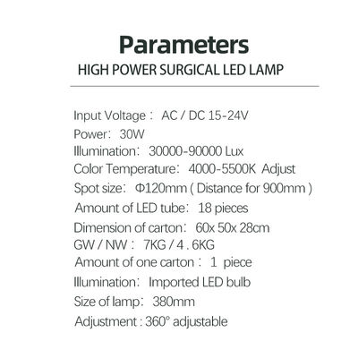 ปรับอุณหภูมิสีได้ Bright LED เก้าอี้ทันตกรรม Light 5500K สำหรับคลินิก