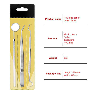 3pcs สแตนเลส อุปกรณ์ทันตแพทย์ กล่องปาก เครื่องมือทันตแพทย์