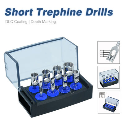 สแตนเลสสแตนเลสสั้นและสะโพกยาว Trephine Drill กล่องเจาะปลูกฟัน